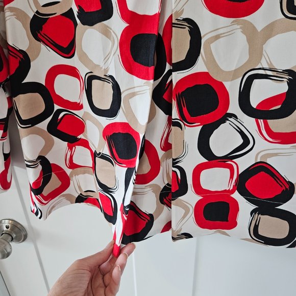 600 West Cropped Jacket 3/4 sleeves bold geometric pattern Size Small - Picture 8 of 9